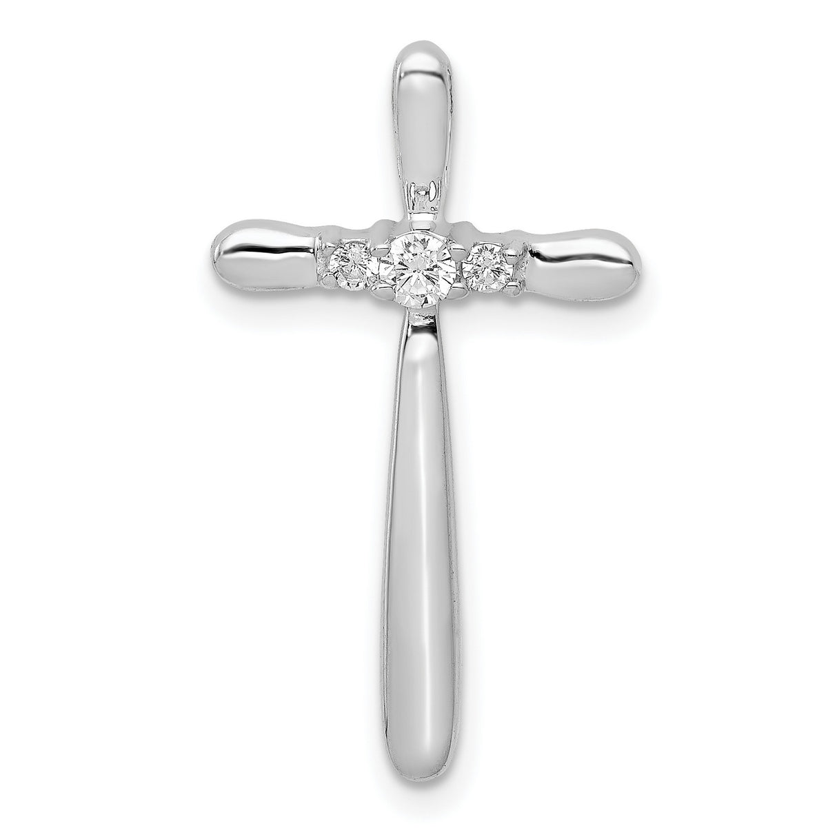 14k White Gold Cross Pendant with Diamond Accents, Minimalist Spiritual Design, Unisex