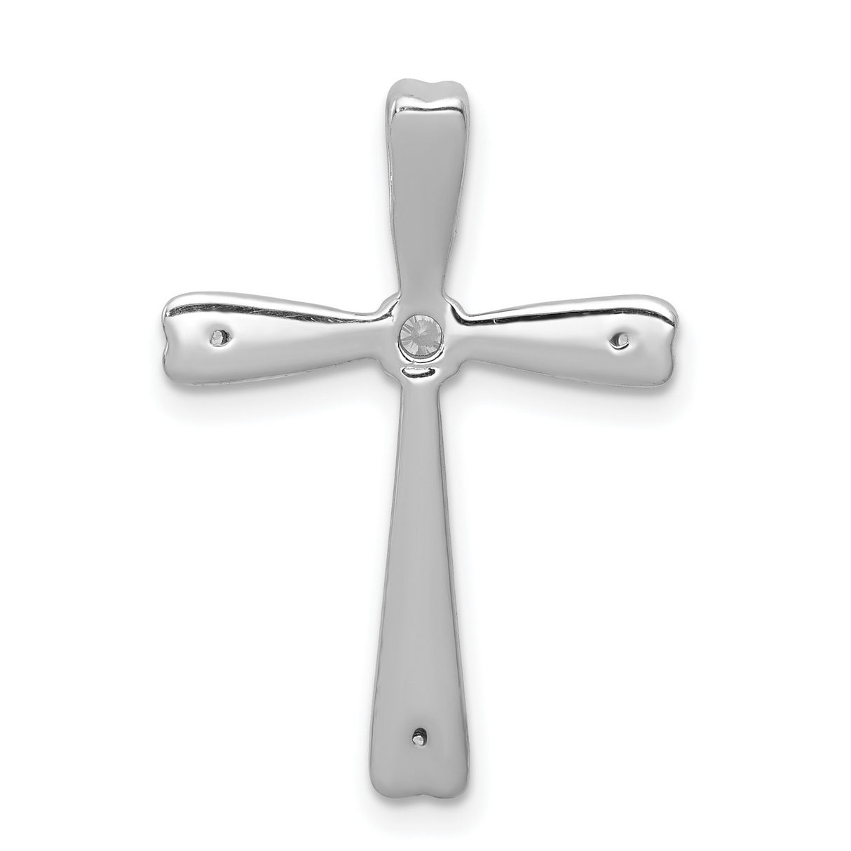 14k White Gold Diamond Cross Pendant with Heart Detail, Sleek Modern Design for Men and Women