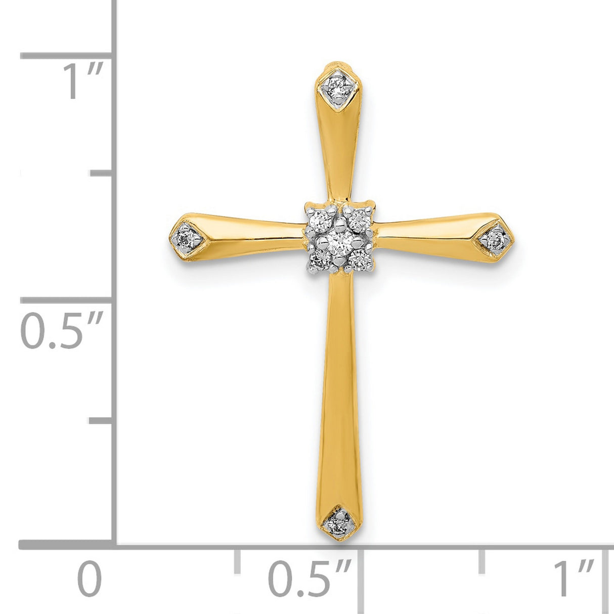10k Multi-Tone Gold Diamond Cross Pendant with Bezel Set Centerpiece Religious Charm