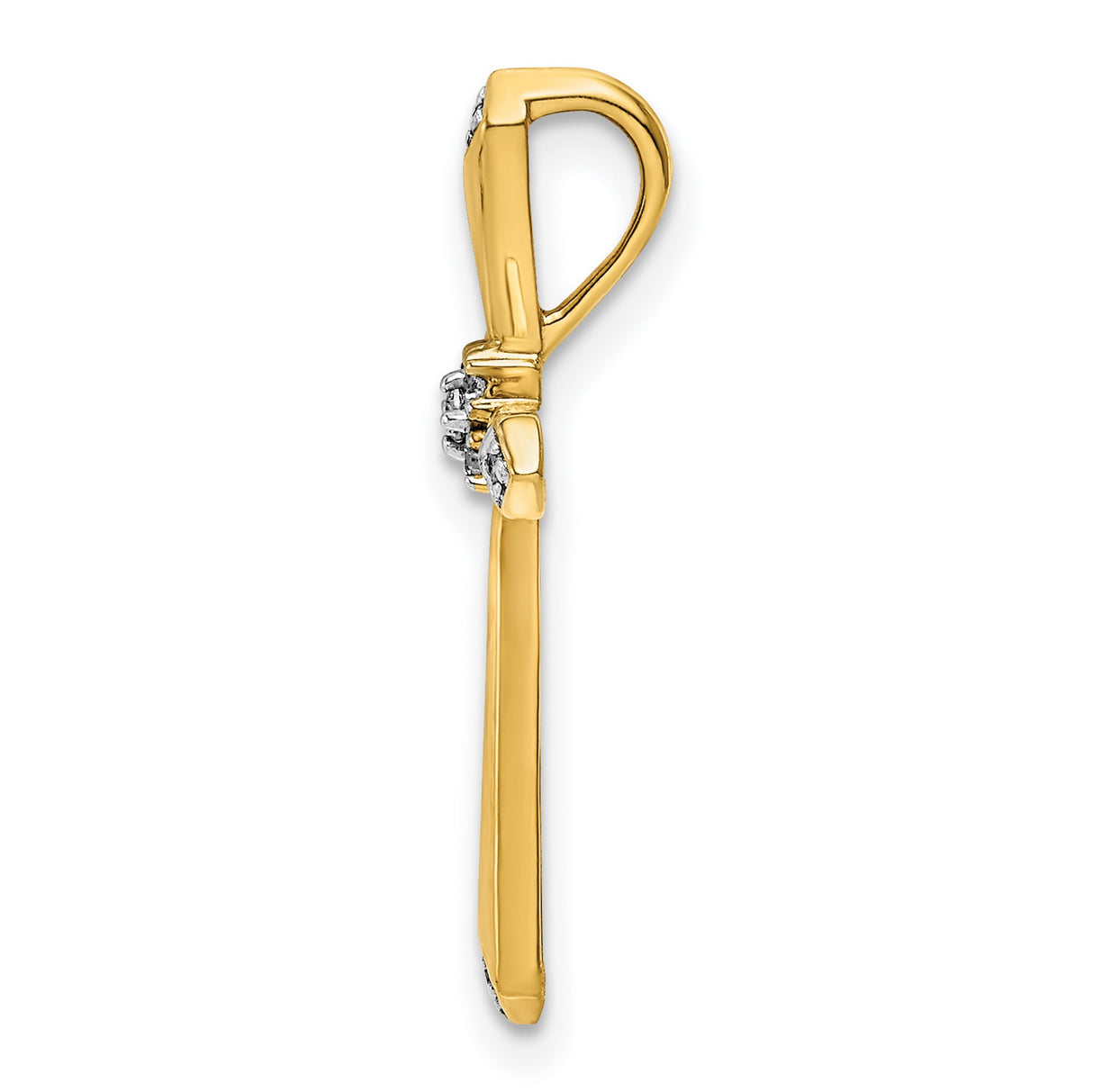 14k Yellow Gold Diamond Cross Pendant, Two-Tone Slide Design, Spiritual Jewelry for Men and Women