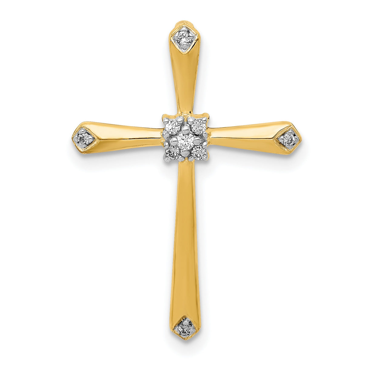 14k Yellow Gold Diamond Cross Pendant, Two-Tone Slide Design, Spiritual Jewelry for Men and Women