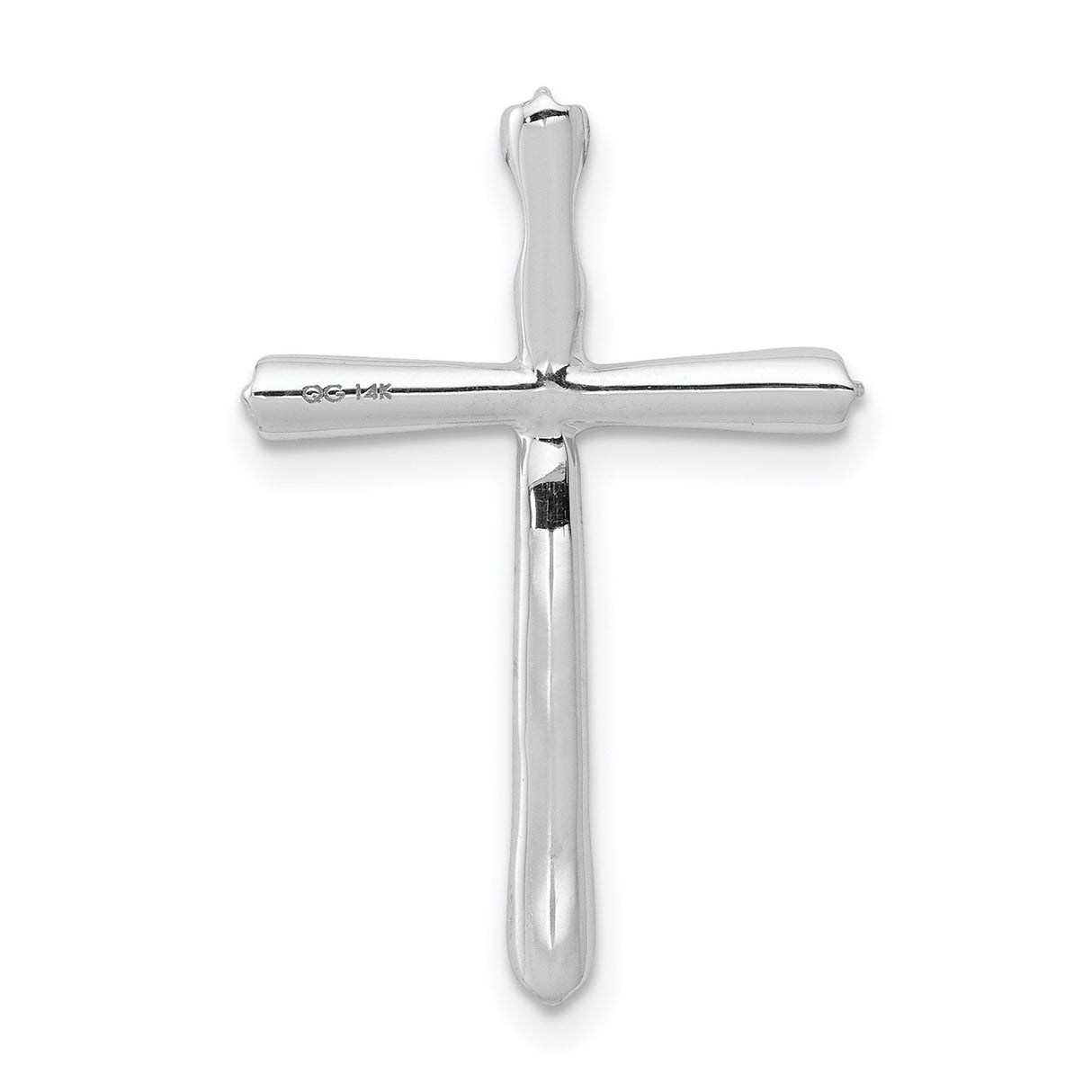 14k White Gold Diamond Cross Pendant with Chain Slide, Polished Modern Faith Jewelry