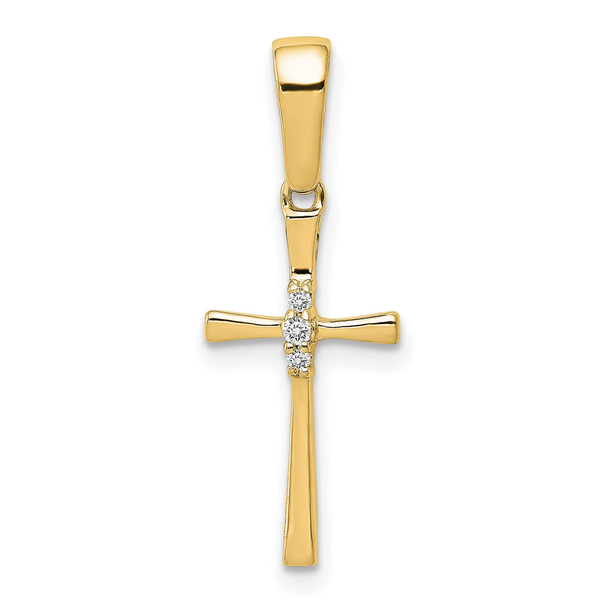 10k Yellow Gold Cross Pendant with Diamond, Minimalist Faith Design for Men and Women