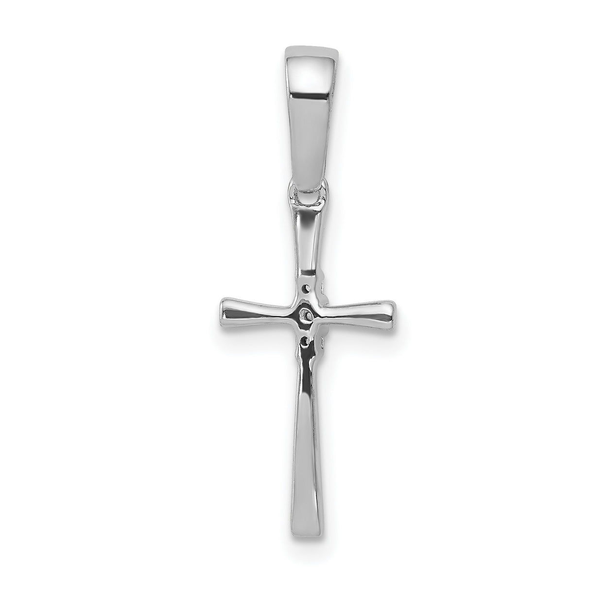14k White Gold Cross Pendant with Diamond Accent, Unisex Religious Jewelry