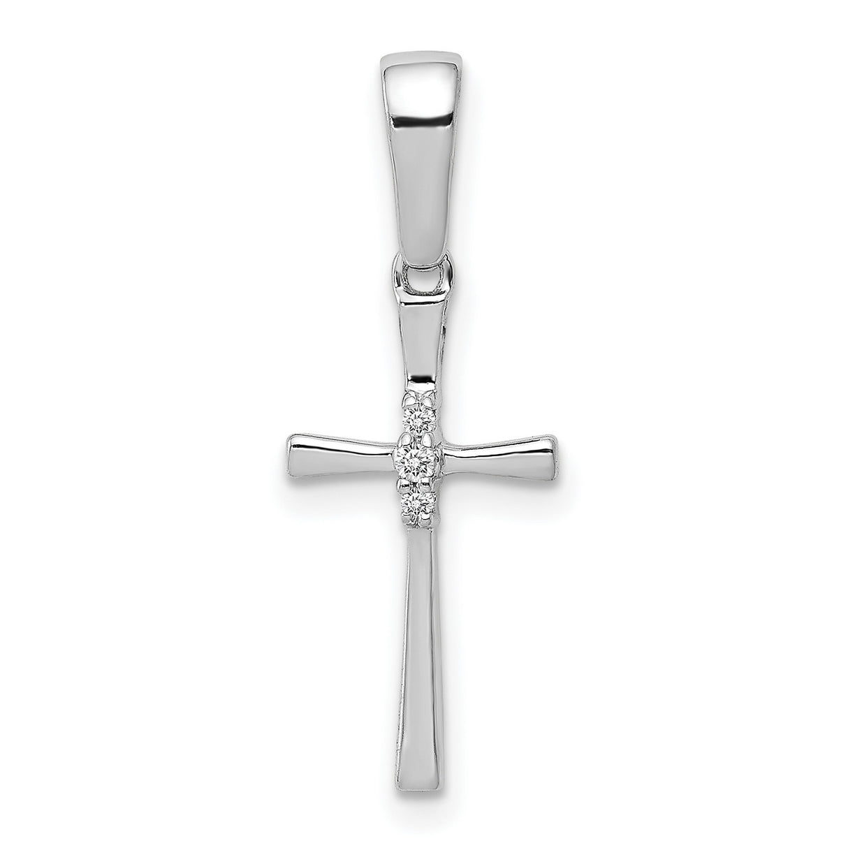 14k White Gold Cross Pendant with Diamond Accent, Unisex Religious Jewelry