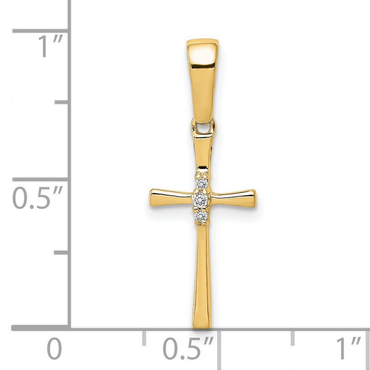 14k Yellow Gold Cross Pendant with Diamond Accents, Religious Charm for Men and Women