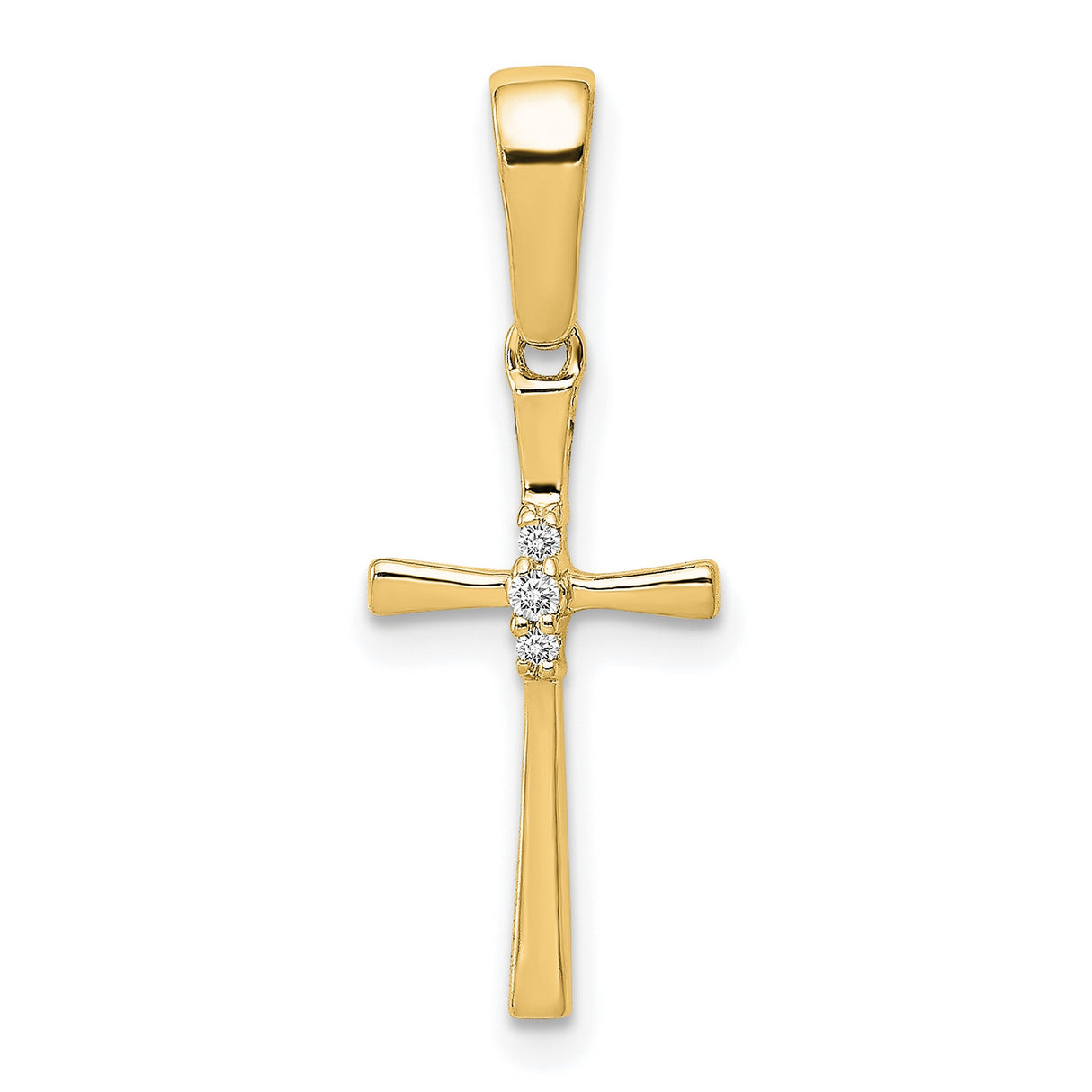 14k Yellow Gold Cross Pendant with Diamond Accents, Religious Charm for Men and Women