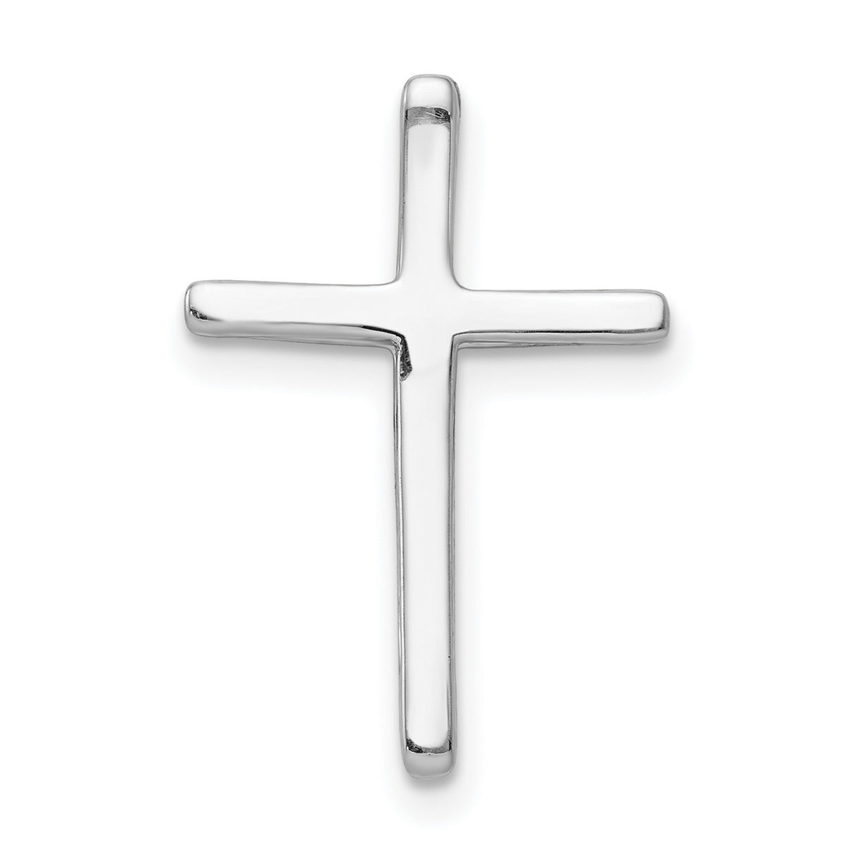 14k White Gold Cross Pendant with Diamond Center, Minimalist Religious Design