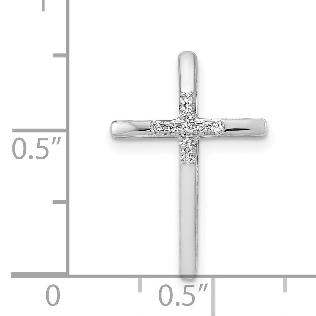 14k White Gold Cross Pendant with Diamond Center, Minimalist Religious Design