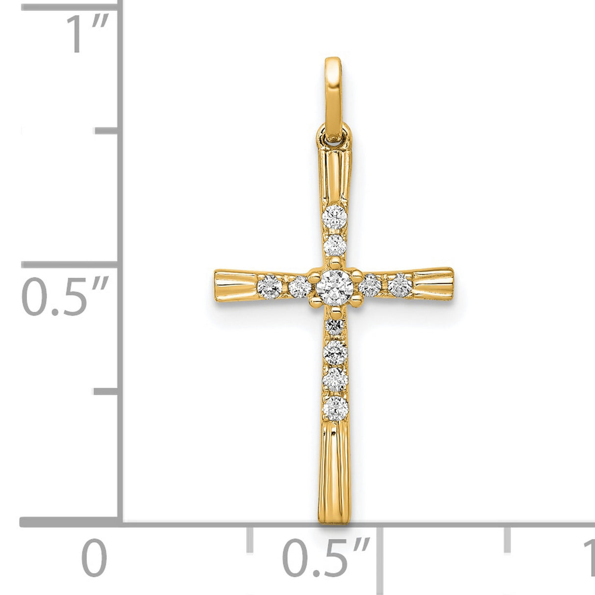 10k Yellow Gold Cross Pendant with Diamond Accent, Modern Religious Style for Men and Women