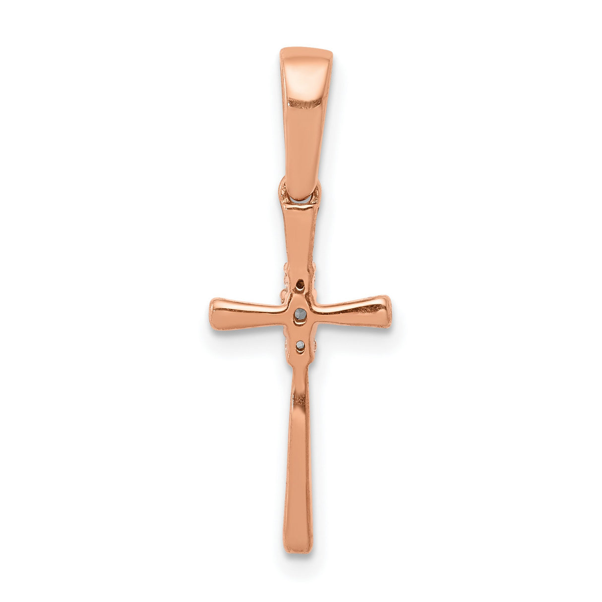14k Rose Gold Cross Pendant with Diamond Accents, Modern Minimalist Design