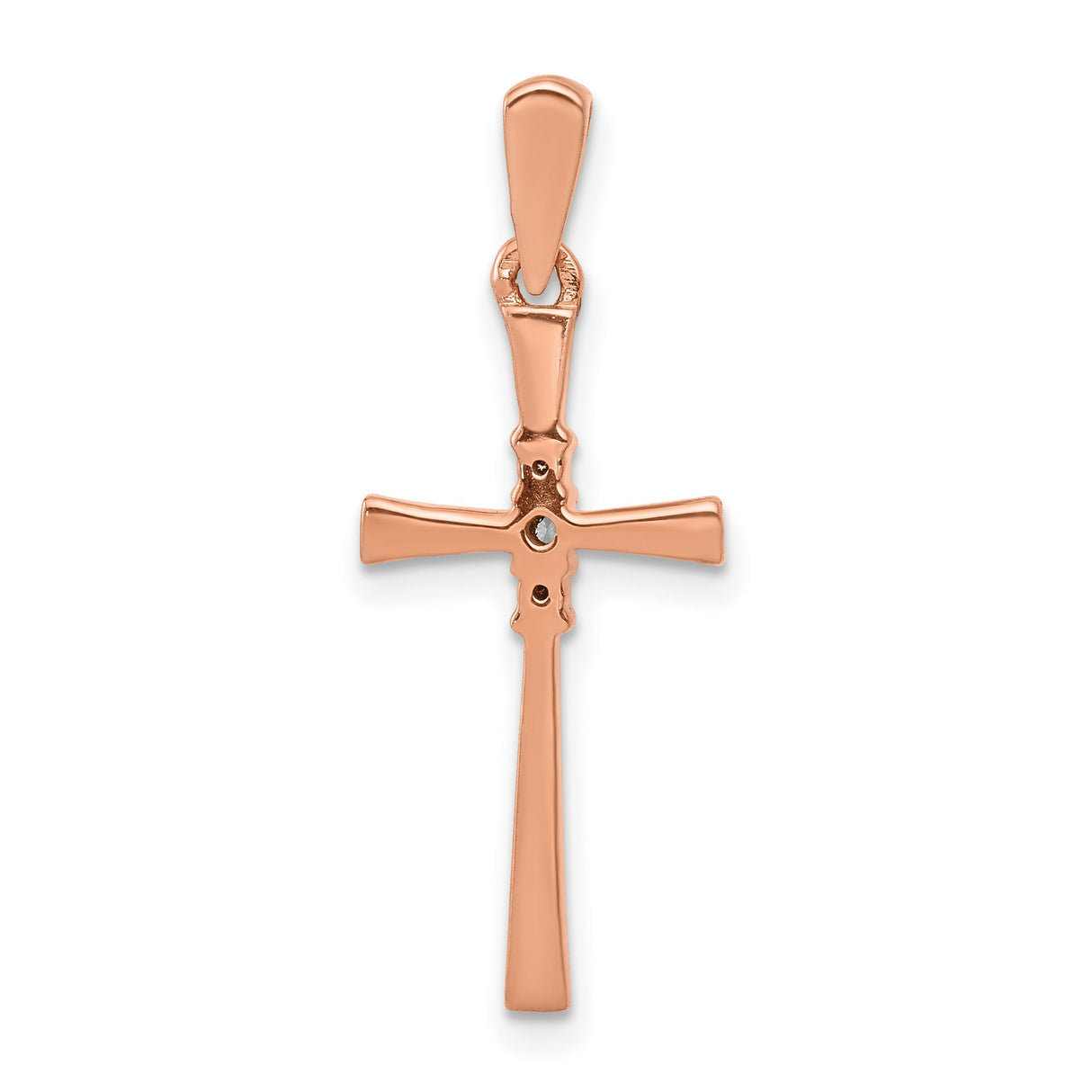 14k Rose Gold Cross Pendant with Diamonds, Minimalist Spiritual Faith Design