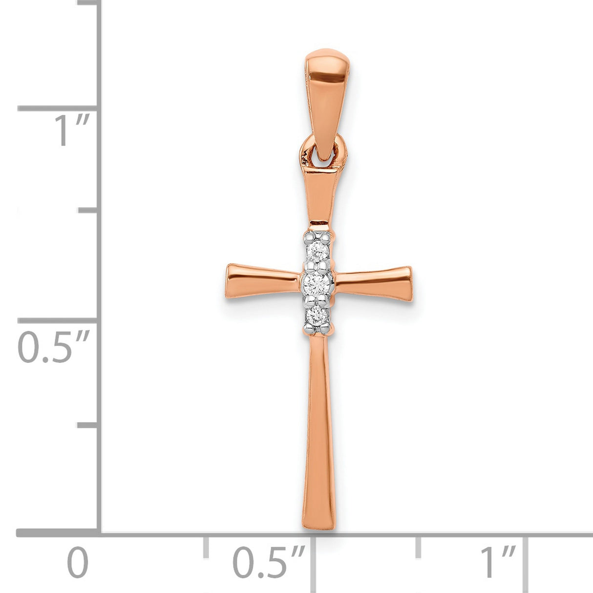 14k Rose Gold Cross Pendant with Diamonds, Minimalist Spiritual Faith Design