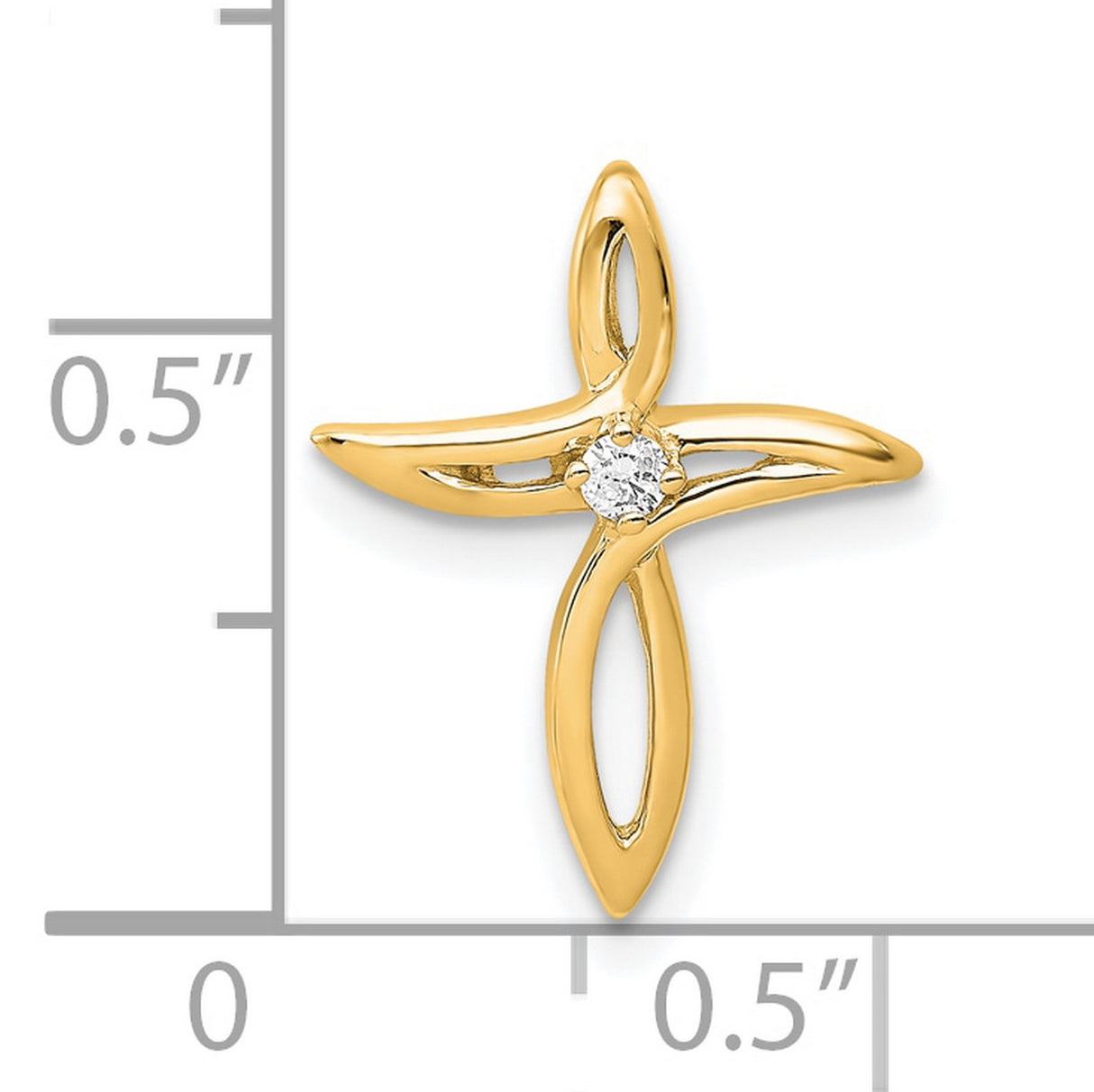 10k Yellow Gold Cross Pendant with Diamond Accent, Modern Abstract Design for Men and Women