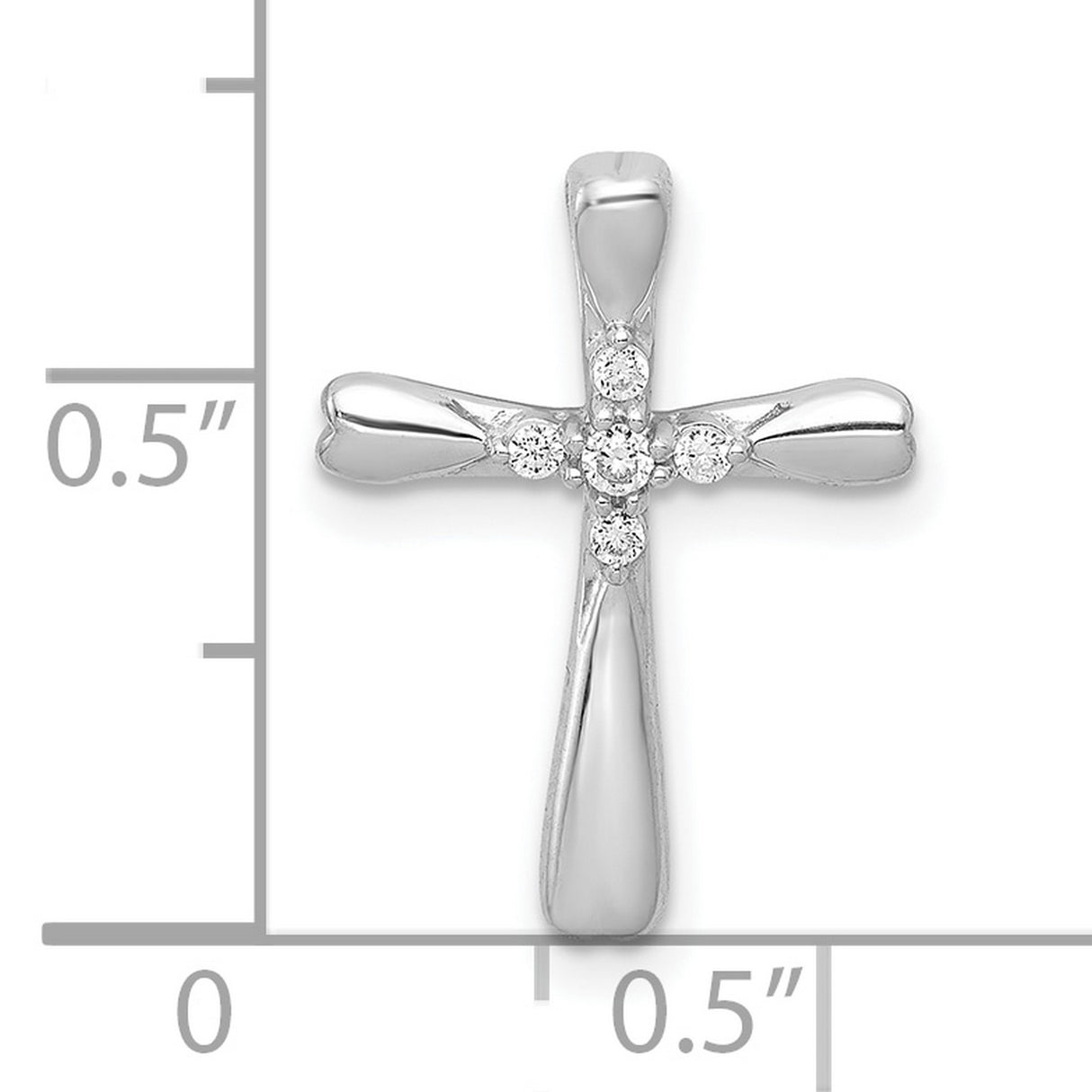 10k White Gold Cross Pendant with Diamond Cluster, Polished Spiritual Jewelry for Men and Women