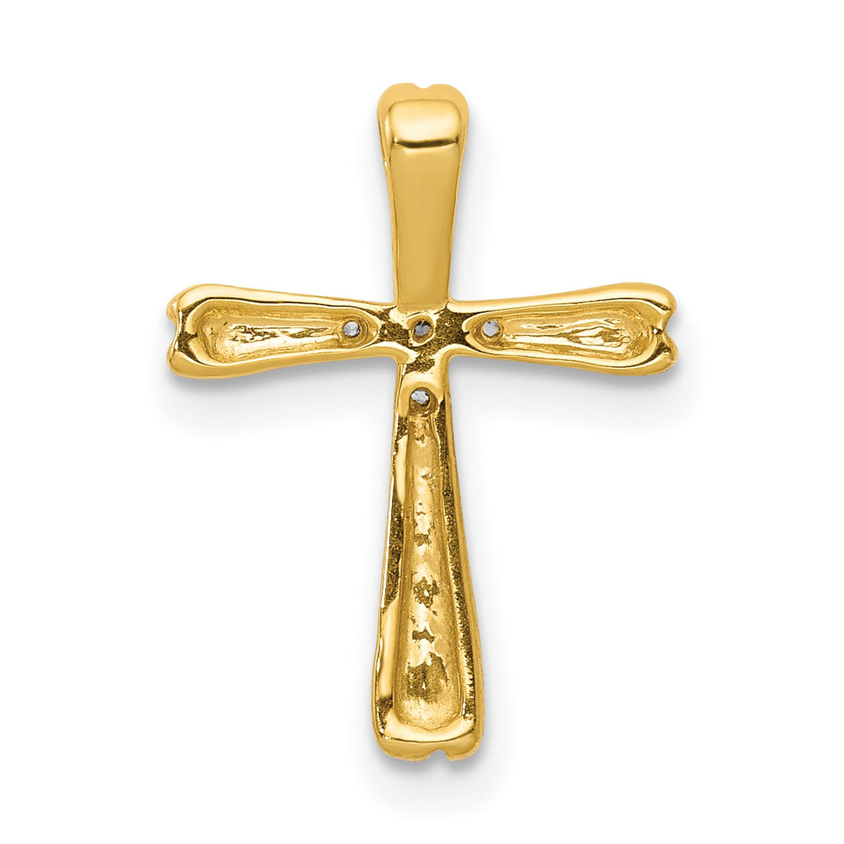 10k Yellow Gold Cross Pendant with Diamond, Polished Finish Religious Charm for Men and Women