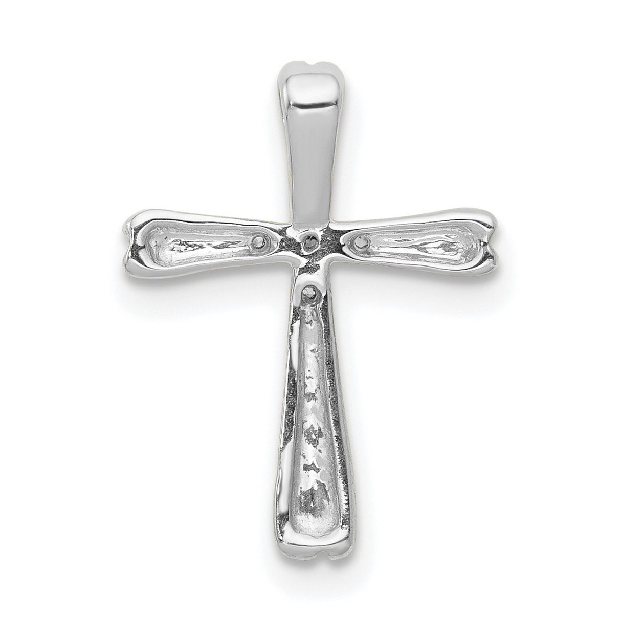 14k White Gold Diamond Cross Slide Pendant with Polished Modern Design