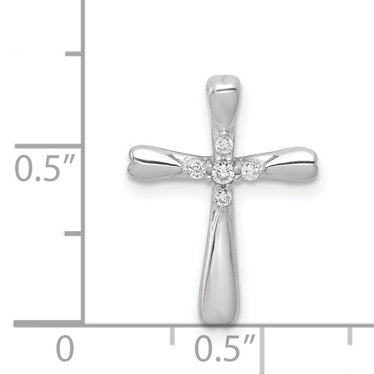 14k White Gold Diamond Cross Slide Pendant with Polished Modern Design