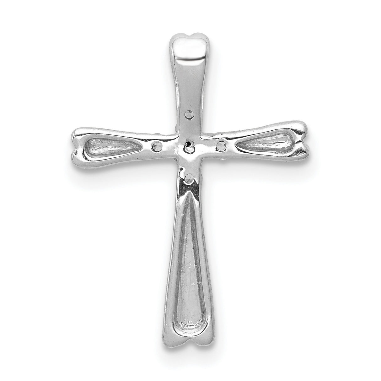 10k White Gold Cross Pendant with Sleek Tapered Design, Religious Jewelry for Men and Women