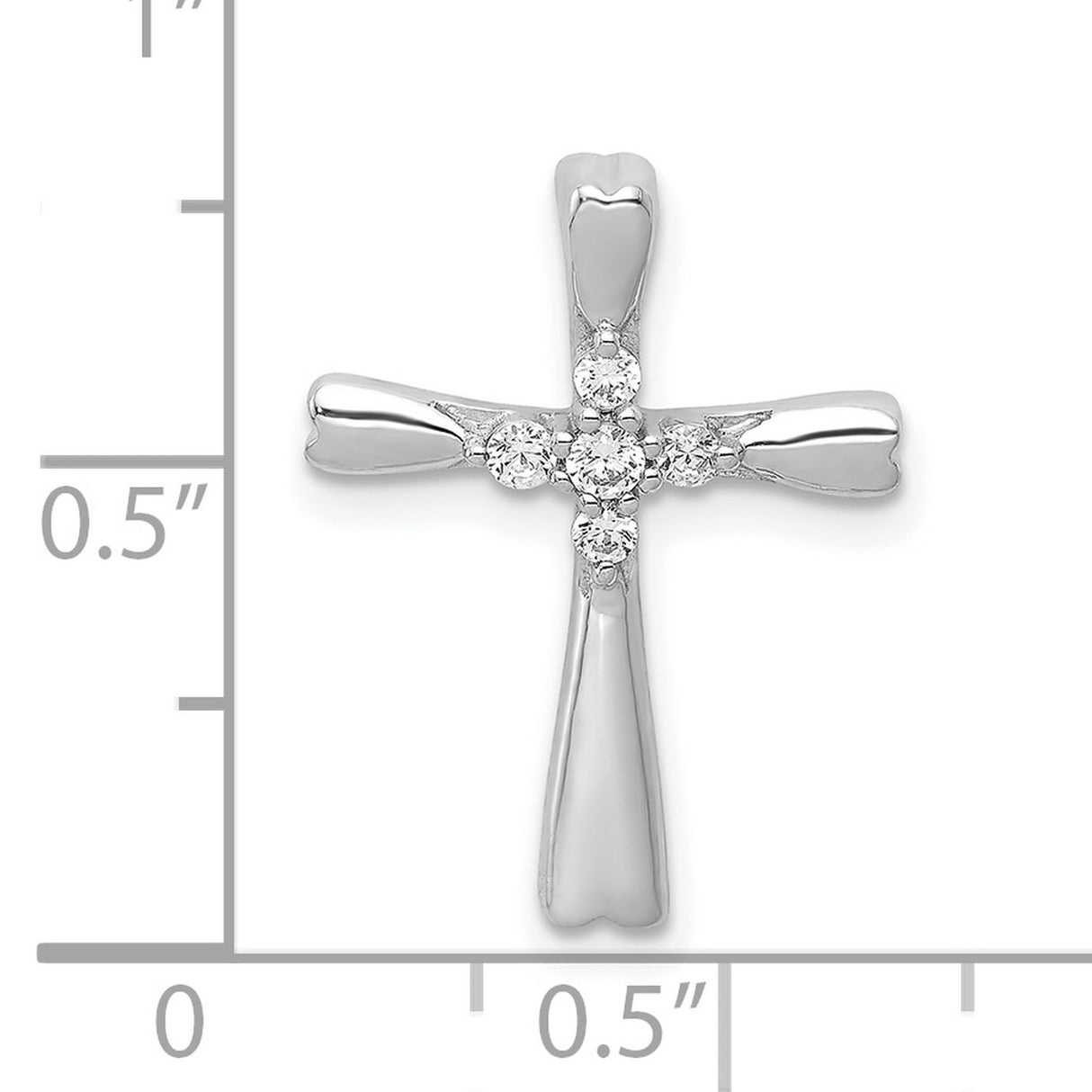 10k White Gold Cross Pendant with Sleek Tapered Design, Religious Jewelry for Men and Women