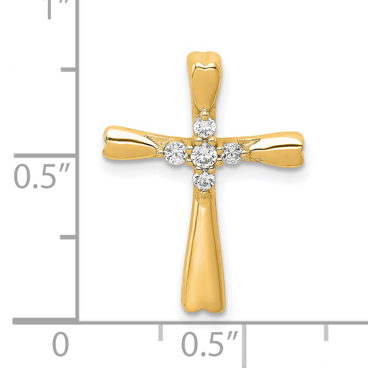 10k Yellow Gold Cross Pendant with Diamond Accents, Polished Religious Charm for Men or Women