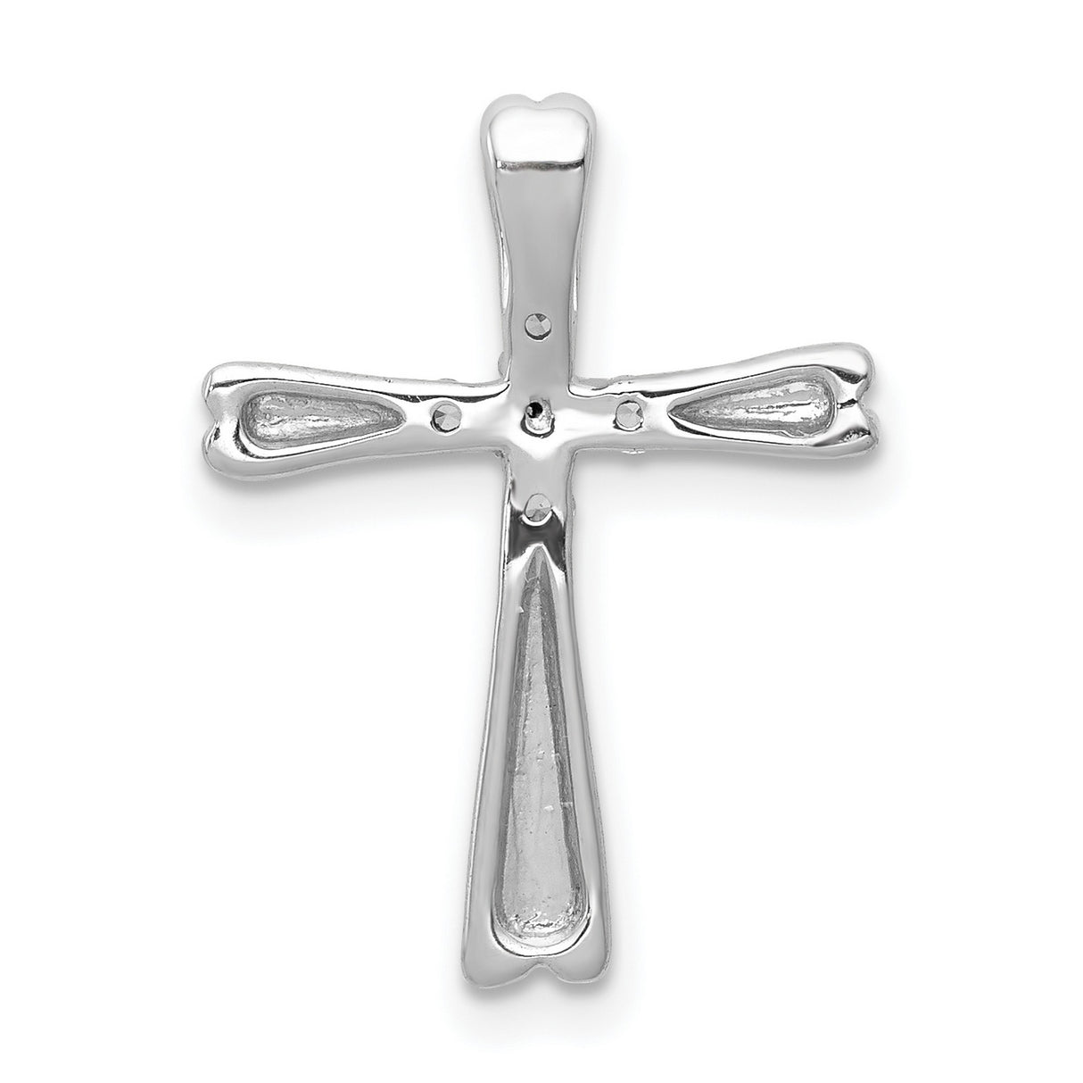 14k White Gold Cross Pendant with Diamonds, Modern Sculptural Faith Design