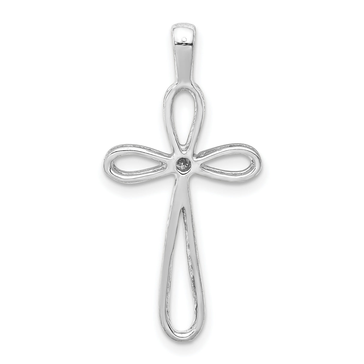 14k White Gold Diamond Cross Pendant, Modern Openwork Design, Unisex Spiritual Jewelry
