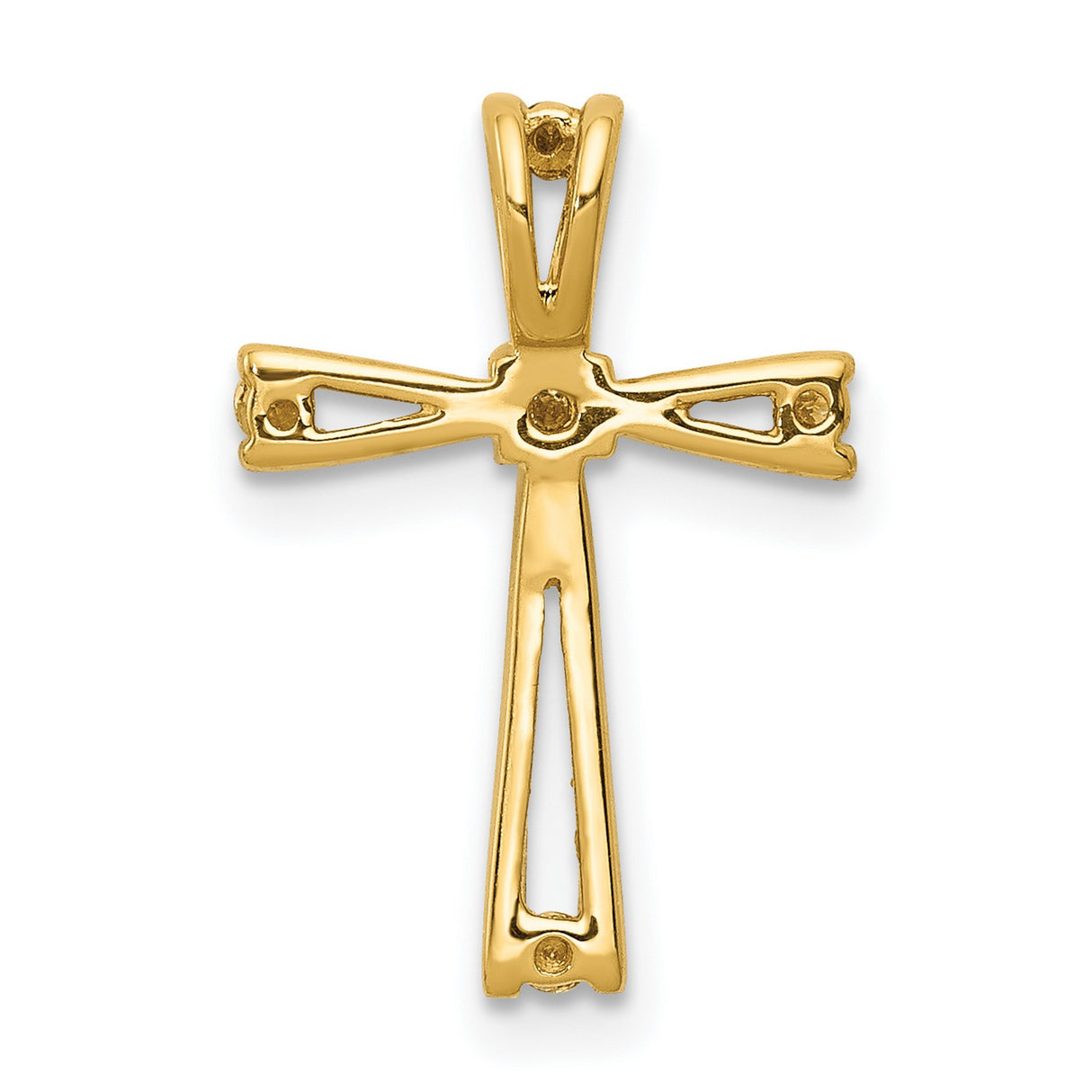 14k Yellow Gold Cross Pendant with Diamond Accent, Modern Religious Jewelry for Men and Women