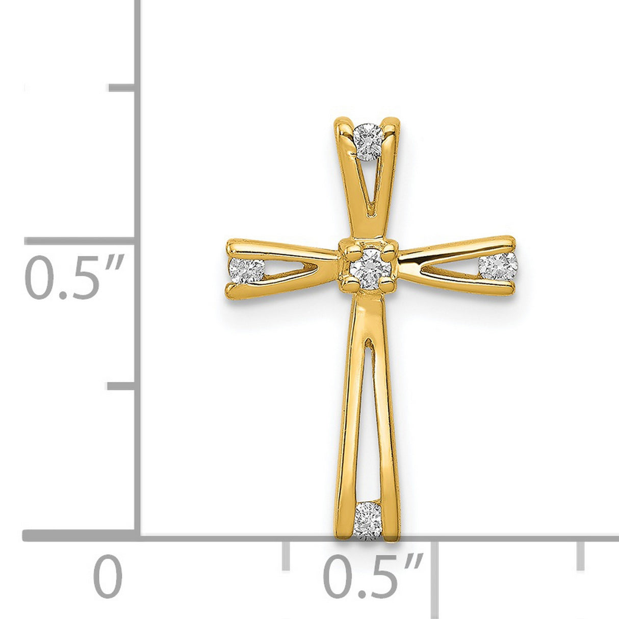 14k Yellow Gold Cross Pendant with Diamond Accent, Modern Religious Jewelry for Men and Women