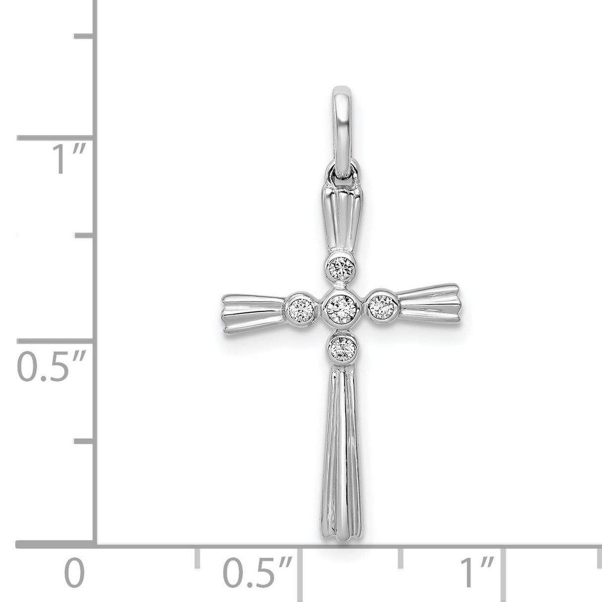 14k White Gold Diamond Cross Pendant with Bezel Set Accent, Modern Faith Jewelry for Men and Women
