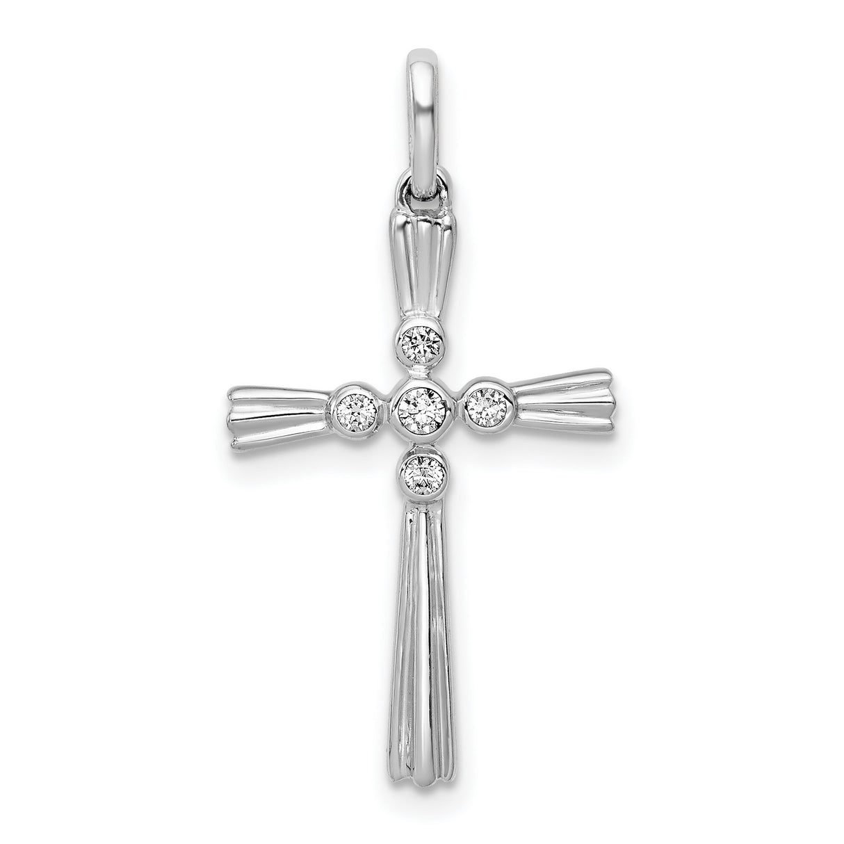 14k White Gold Diamond Cross Pendant with Bezel Set Accent, Modern Faith Jewelry for Men and Women