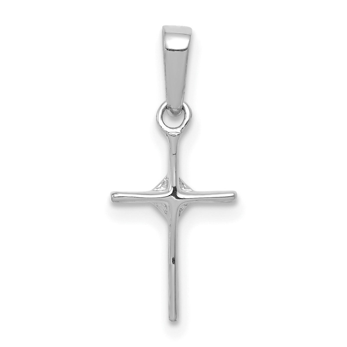 10k White Gold Cross Pendant with Diamond Accent, Minimalist Faith Design