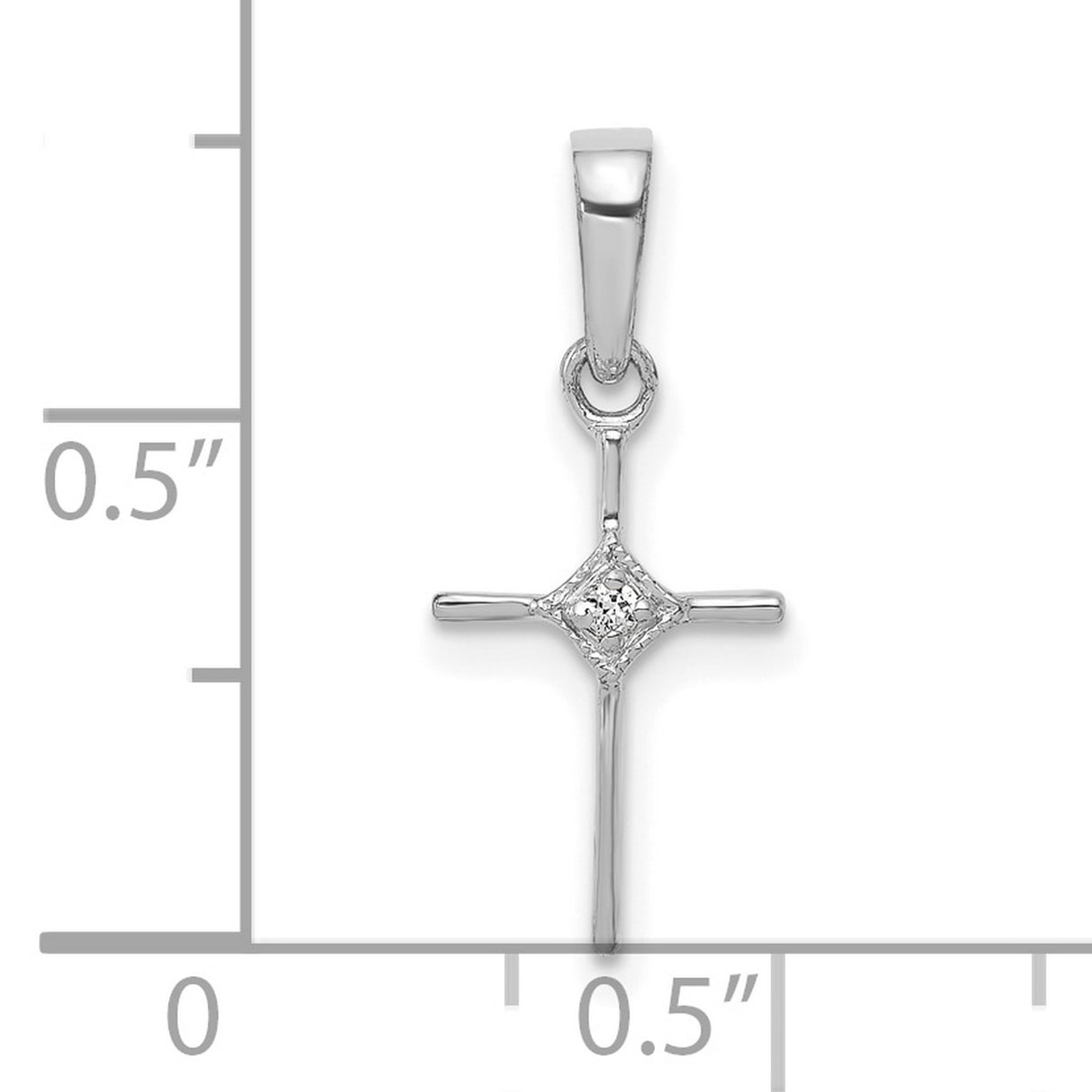 10k White Gold Cross Pendant with Diamond Accent, Minimalist Faith Design