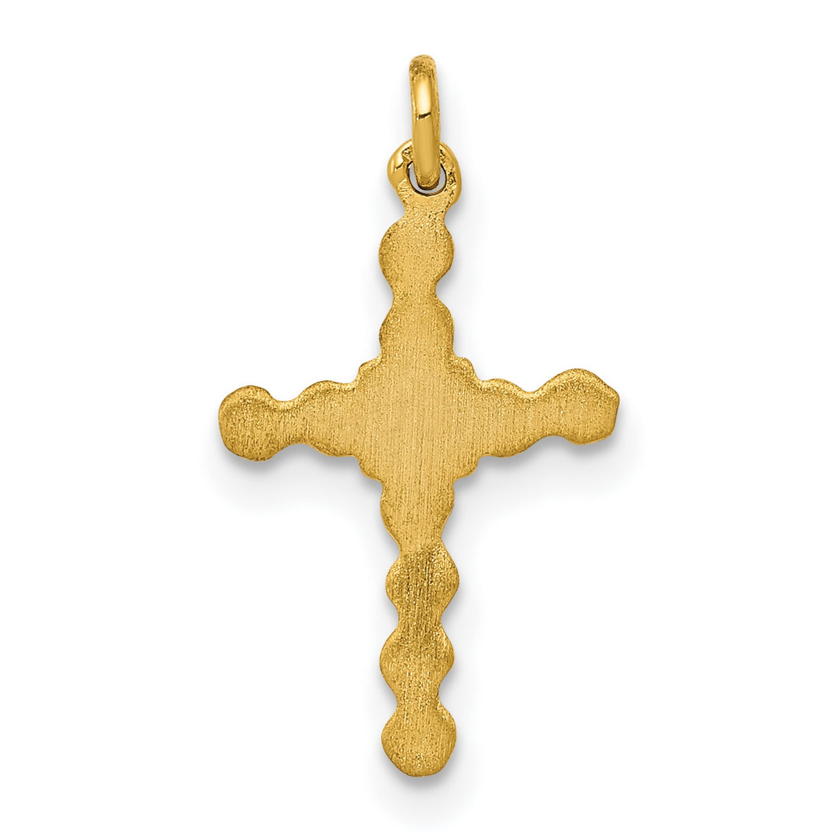14k Yellow Gold Cross Pendant with Diamond Accent, Ornate Filigree Design for Men and Women