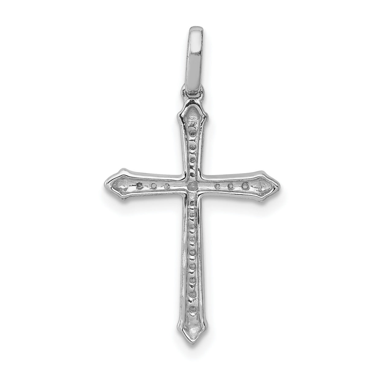 14k White Gold Diamond Cross Pendant, Minimalist Orthodox Style, Unisex Faith Jewelry