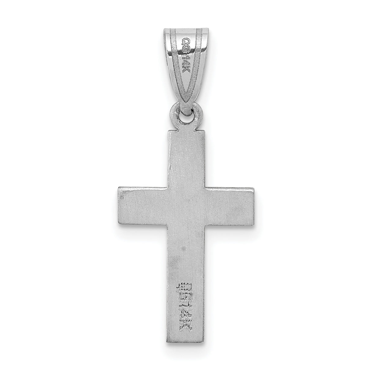 14k White Gold Cross Pendant with Diamond Heart, Modern Religious Charm for Men and Women