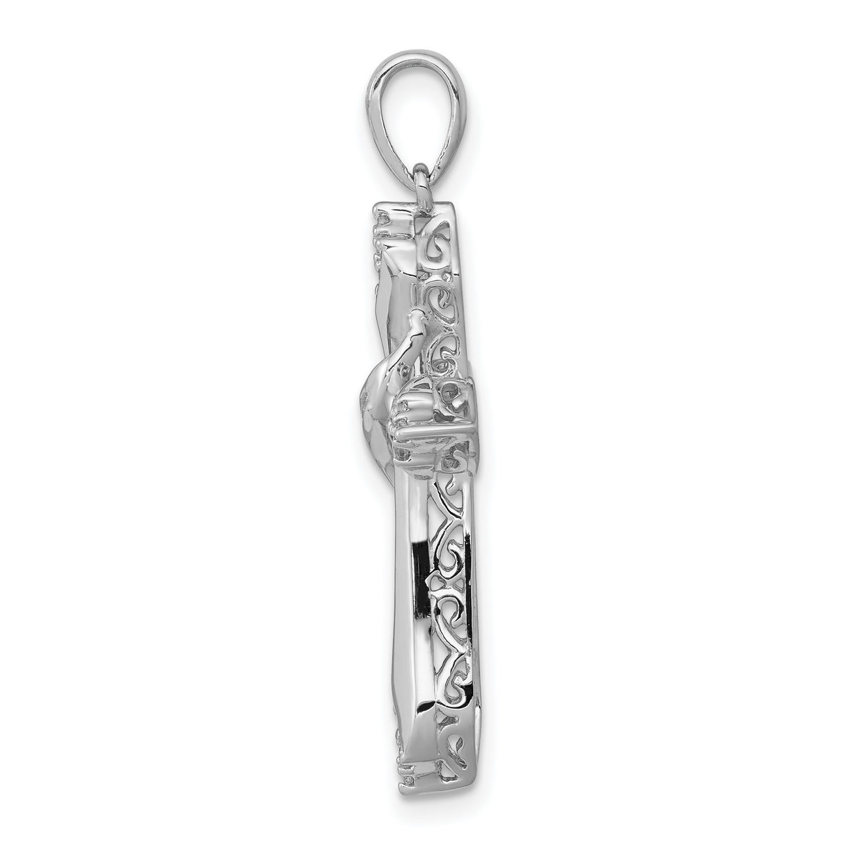 14k White Gold Cross Pendant with Diamond, Flared Ends, and Modern Faith-Inspired Design
