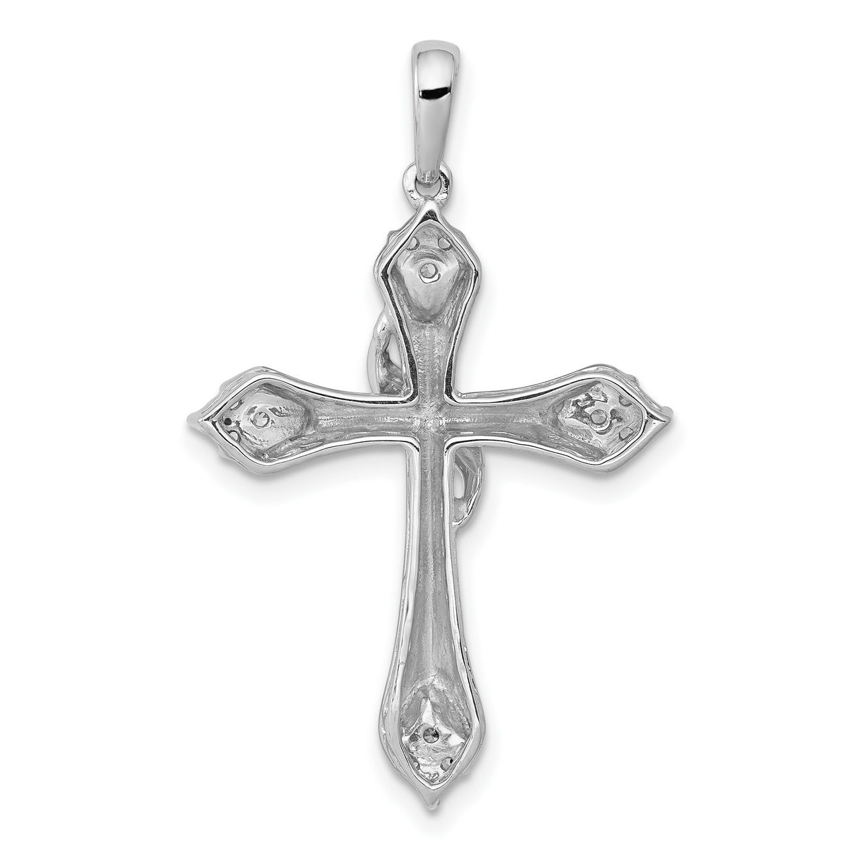 14k White Gold Cross Pendant with Diamond, Flared Ends, and Modern Faith-Inspired Design