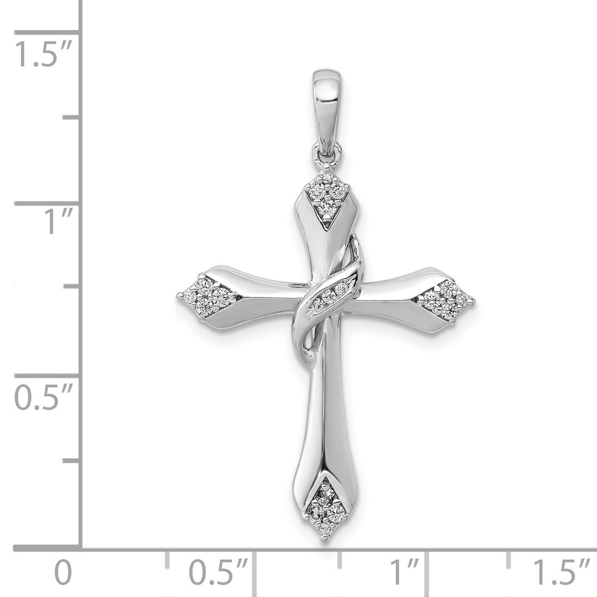 14k White Gold Cross Pendant with Diamond, Flared Ends, and Modern Faith-Inspired Design
