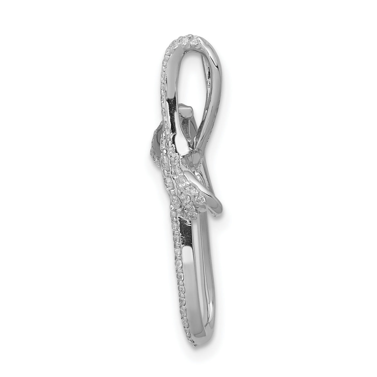 14k White Gold Cross Pendant with Pavé Diamond and Openwork Design for Men and Women