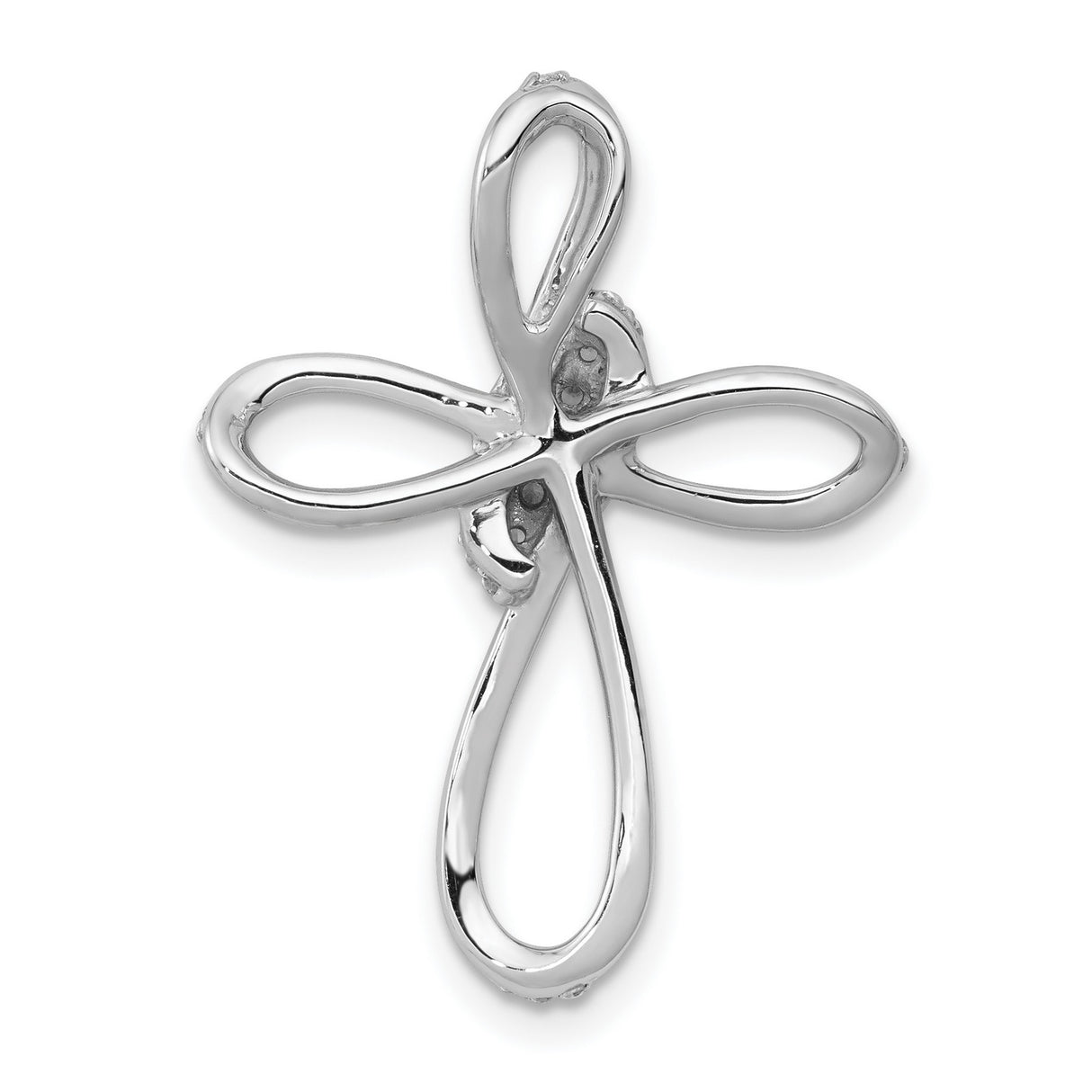 14k White Gold Cross Pendant with Pavé Diamond and Openwork Design for Men and Women
