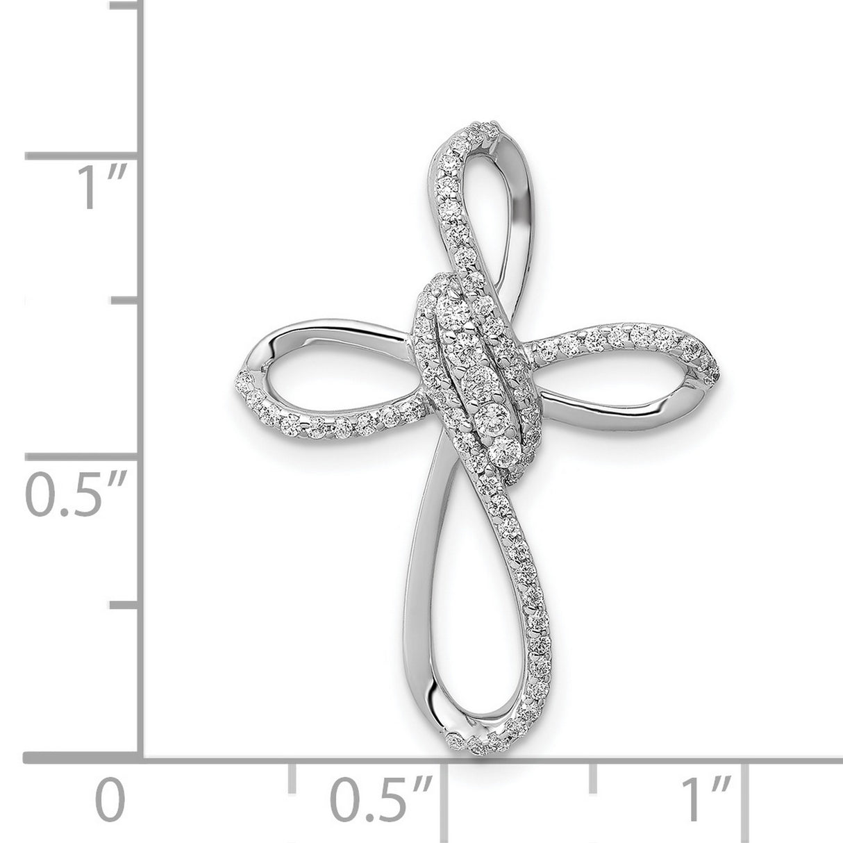 14k White Gold Cross Pendant with Pavé Diamond and Openwork Design for Men and Women