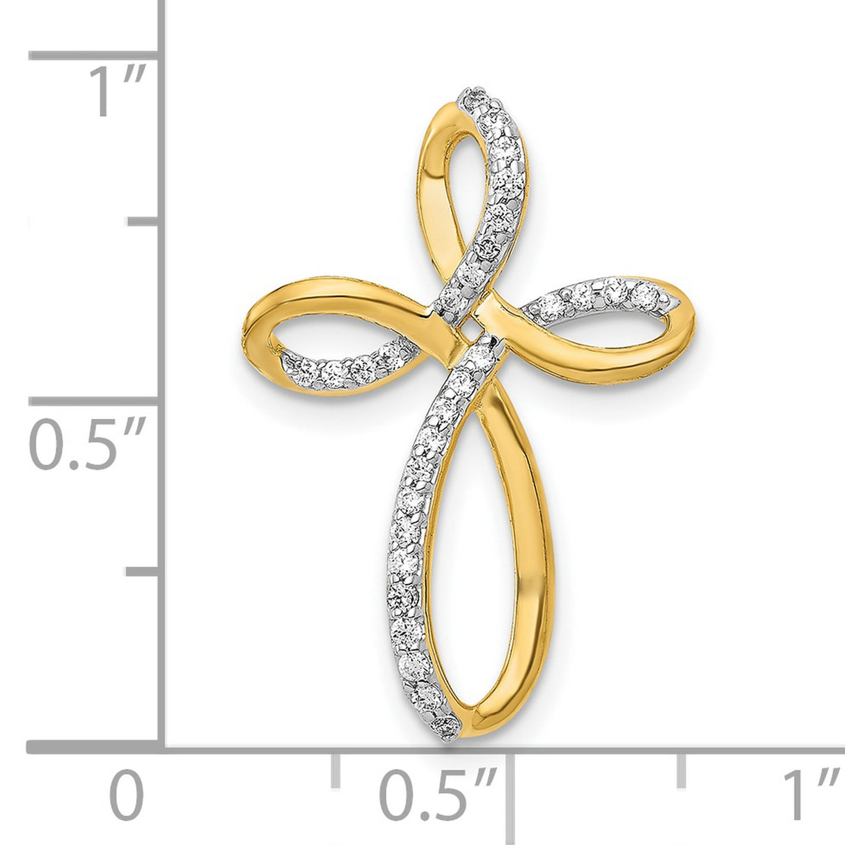 10k Yellow Gold Diamond Cross Pendant with Openwork Design for Men and Women