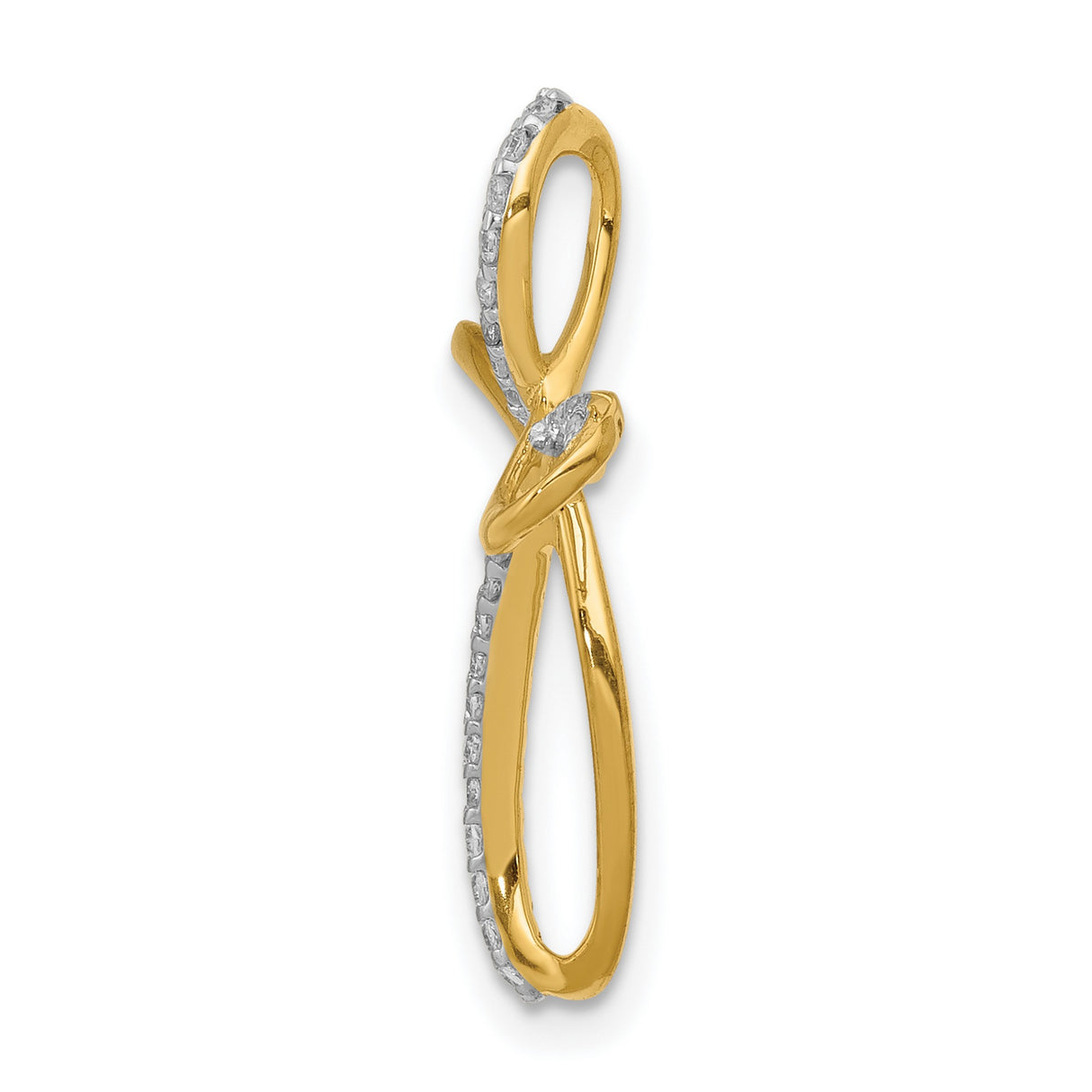14k Yellow Gold Diamond Cross Pendant with Looped Figure-Eight Design for Men and Women