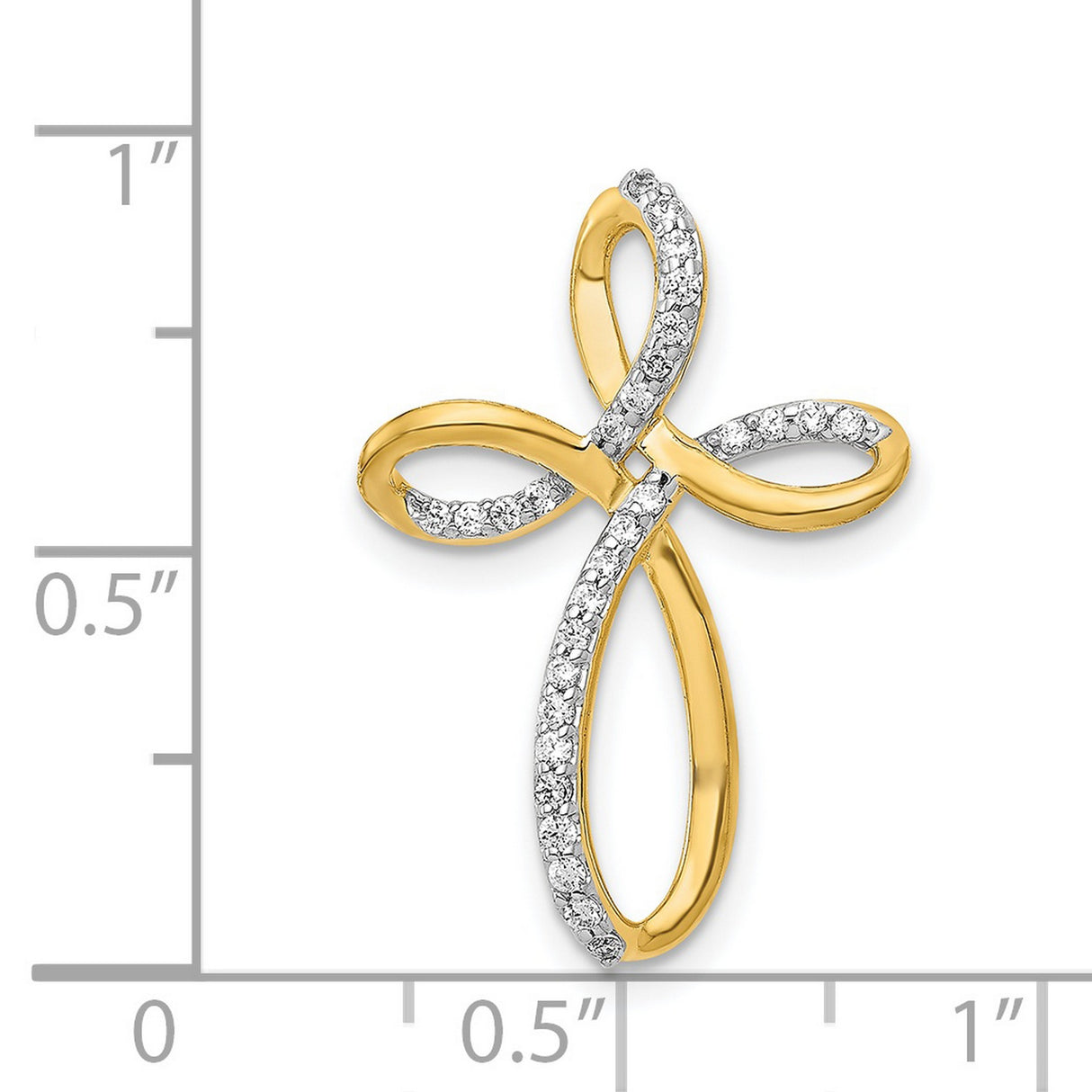 14k Yellow Gold Diamond Cross Pendant with Looped Figure-Eight Design for Men and Women