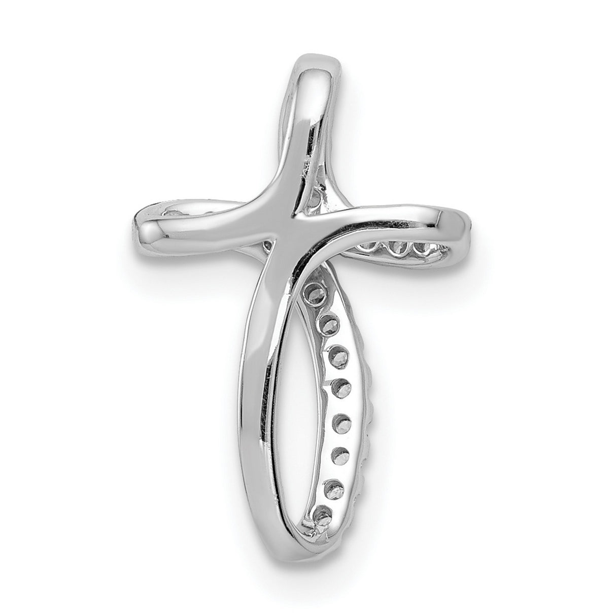 10k White Gold Cross Pendant with Round Cut Diamond Accent, Modern Spiritual Jewelry