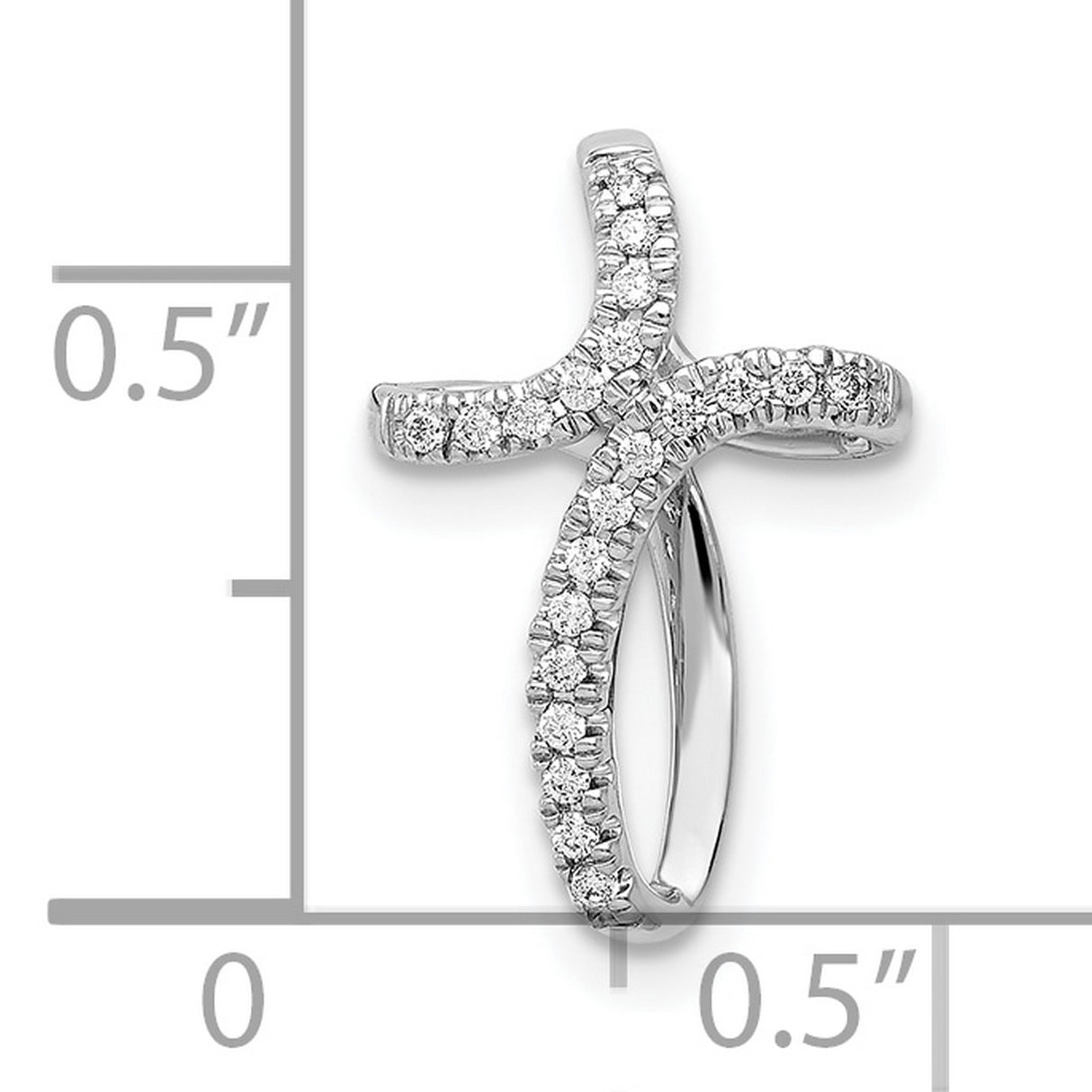 10k White Gold Cross Pendant with Round Cut Diamond Accent, Modern Spiritual Jewelry