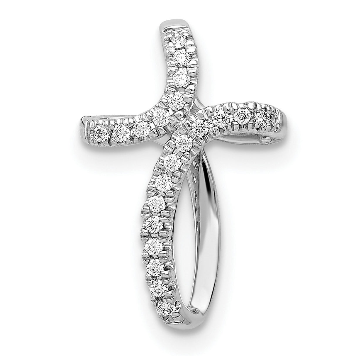 10k White Gold Cross Pendant with Round Cut Diamond Accent, Modern Spiritual Jewelry