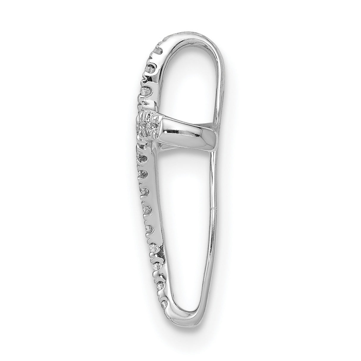 14k White Gold Cross Pendant with Diamonds, Sideways Design, Faith Jewelry for Men and Women