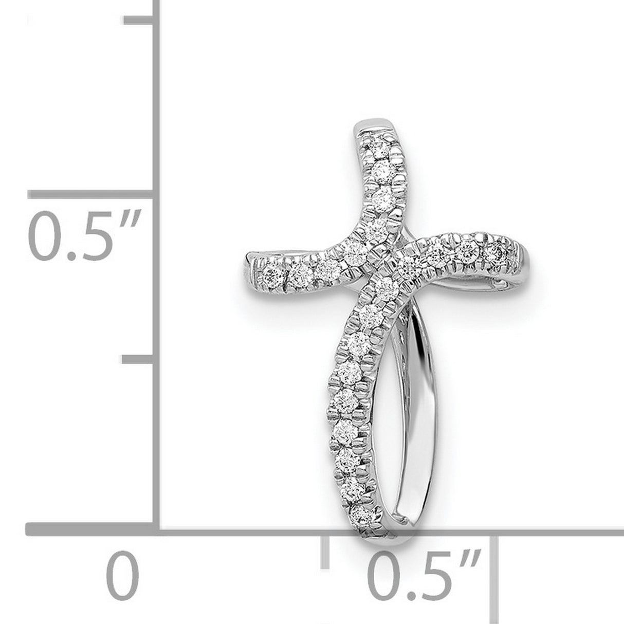 14k White Gold Cross Pendant with Diamonds, Sideways Design, Faith Jewelry for Men and Women